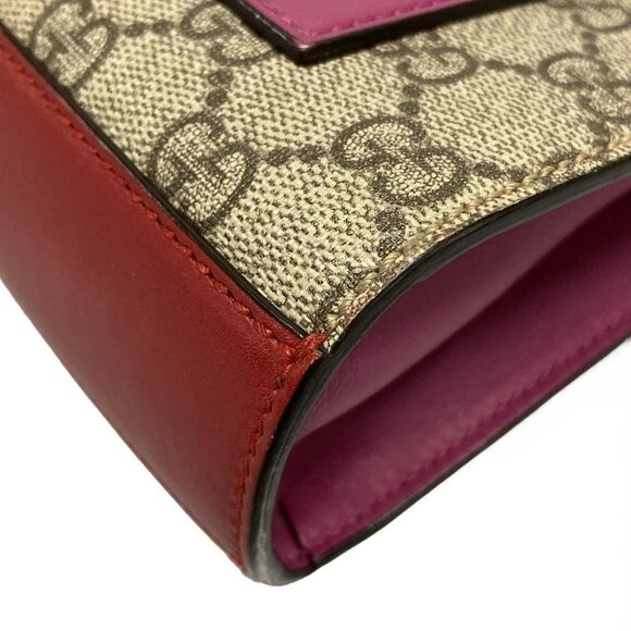 Auth GUCCI Padlock GG Small 409487 Beige Red Multi PVC Leather Shoulder Bag - Picture 5 of 16